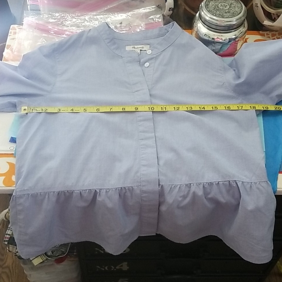 Madewell Blue Chambray Peplum Blouse - Picture 6 of 9
